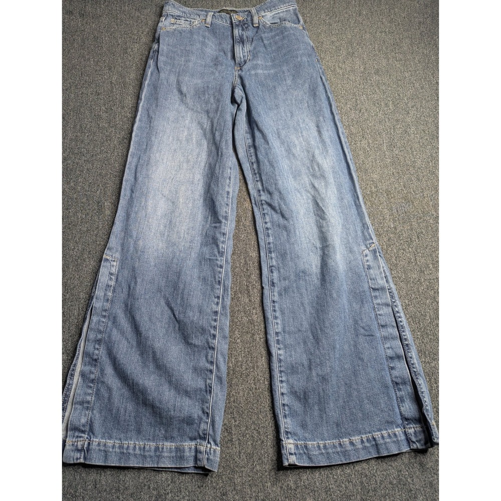 Banana Republic Premium Denim High Rise Wide Leg Side Slit Jeans Blue Womens‎ 27